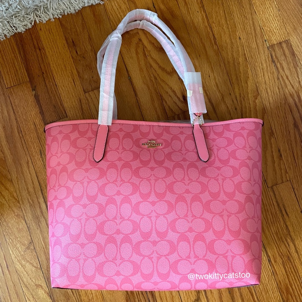💕NWT Coach City Tote Blocked Signature Canvas in Pink Lemonade
